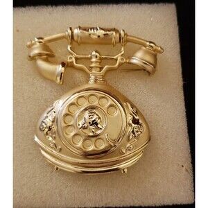Vintage Old School Rotary Dial Telephone Pin Brooch - Never used - Y2K